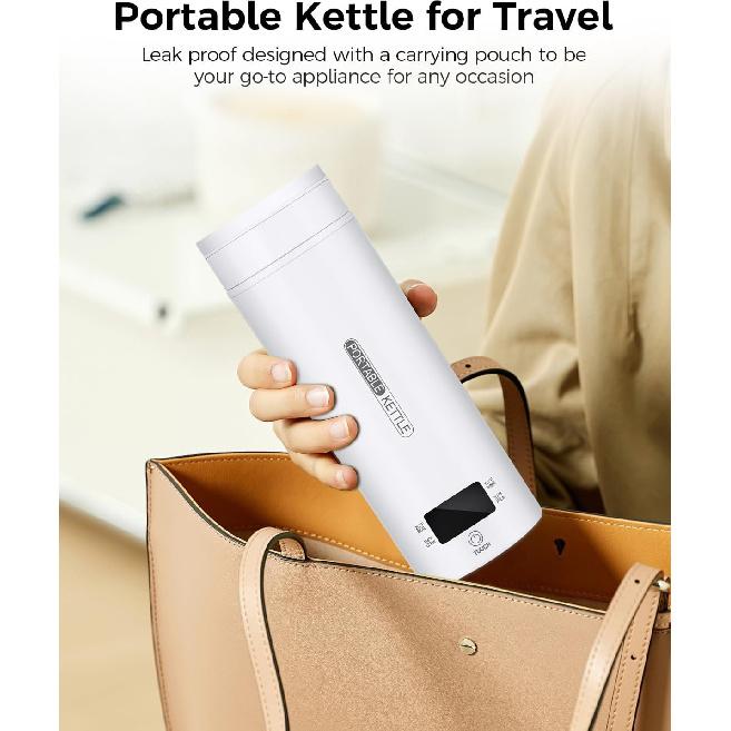 Travel Electric Kettle, Small Mini Portable Electric Kettle for Hot Boiling Water, 4 Temperature Settings, Auto Shut-Off & Boil Dry Protection, 304