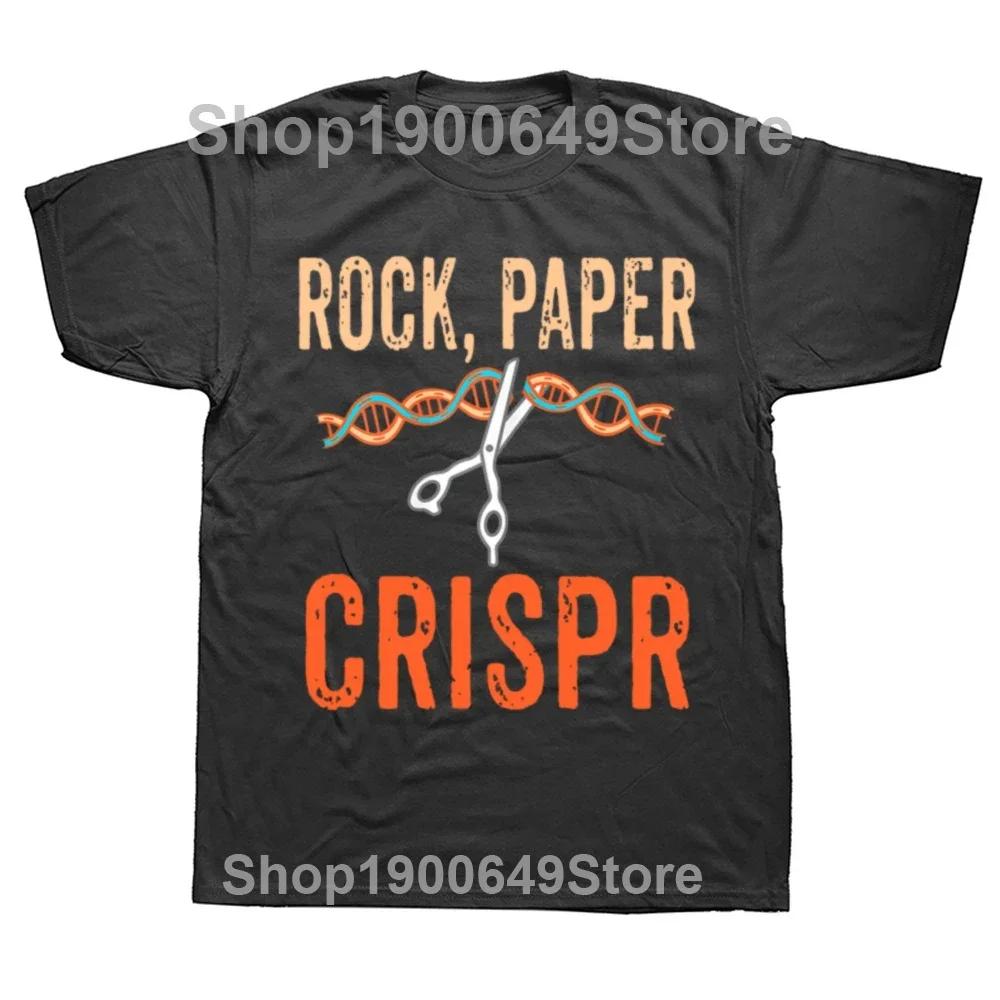 Vintage Rock Paper Crispr DNA Biologist Genetic Engineering Science Graphic Tshirt Men Women Hip Hop Oversized T Shirt