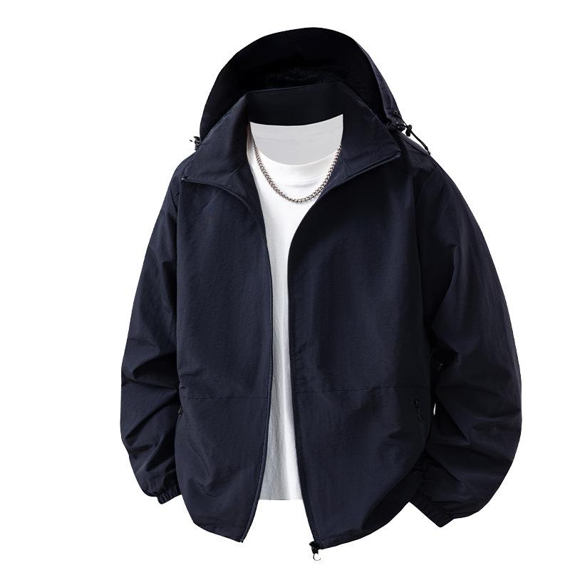 New autumn and winter sunscreen clothing stand-up collar jacket men's jacket men's casual hooded trendy casual versatile jacket