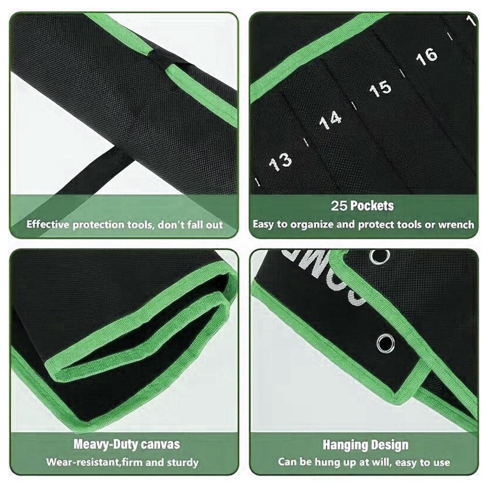 14 Pockets Roll Up Wrench Tool Storage Bag Portable Tool Organizer Pouch Durable Canvas Hand Tool Carrier Storage Bag for Garage