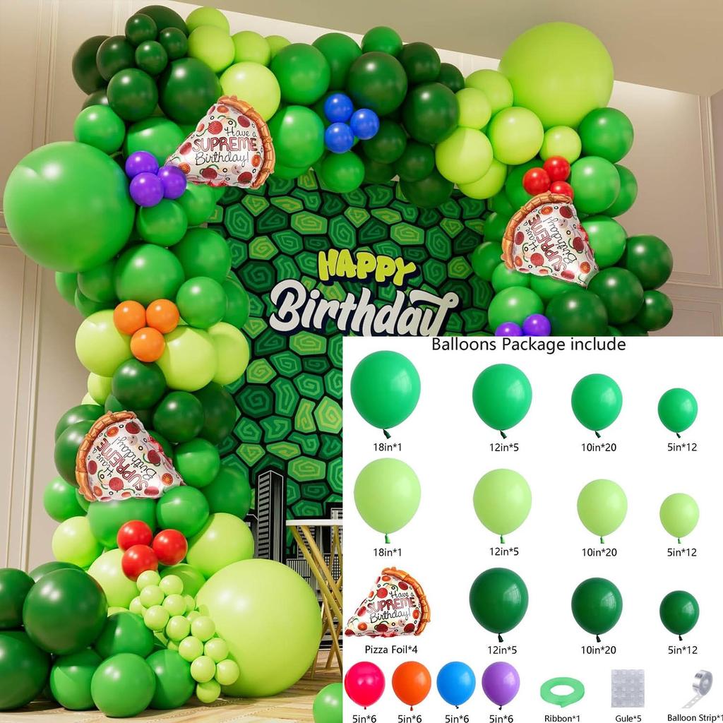 Jungle Green Birthday Arrangement Balloon Chain Package Festive Wreath Arch Party Decoration