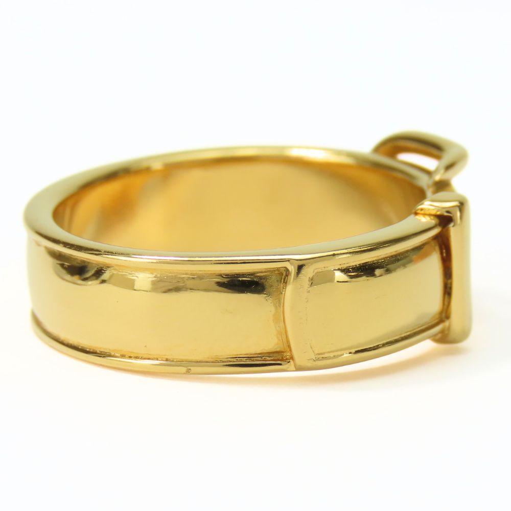 Used HERMES Scarf ring Saintur metal 6.7g gold Belt motif