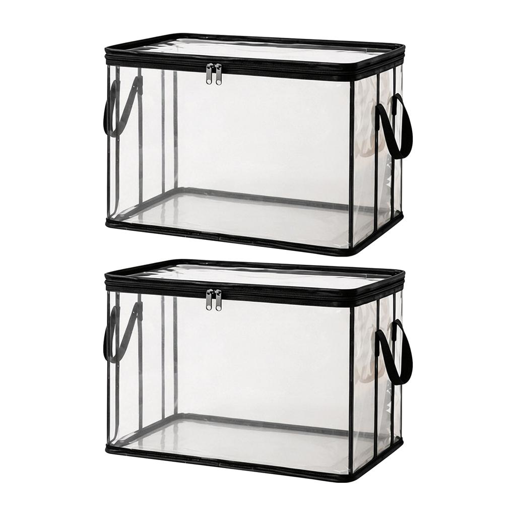 Large Thickened Transparent Plastic Storage Bag with Zipper Handles for Clothes Moving Box Cover Organizer for Home Dormitory Closet Storage Box