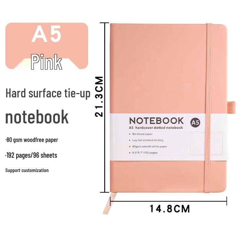 Customizable A5 Leather Strap Notebook with Printable Logo - Simple Business Design
