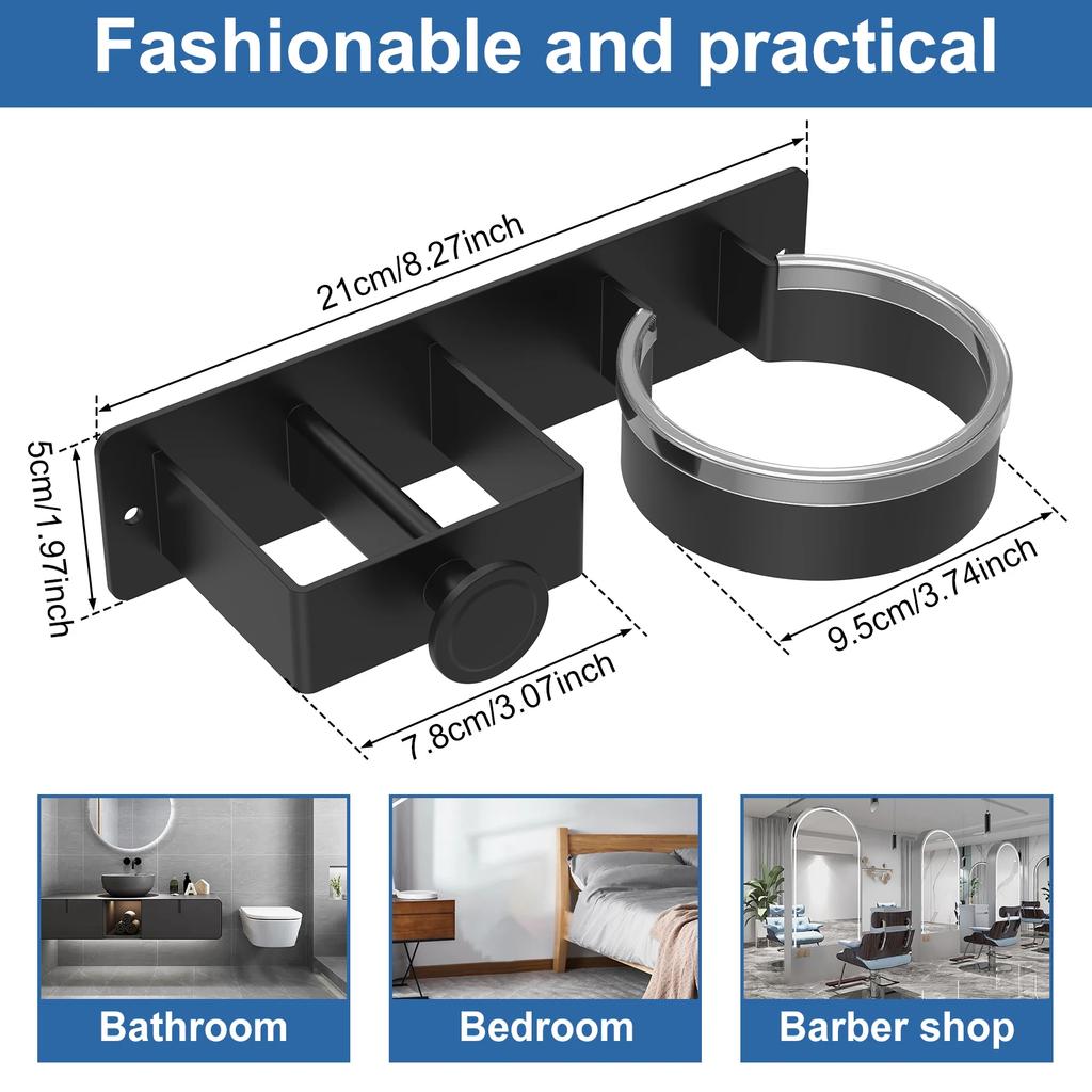 Hair Dryer Holder Wall Mounted Bathroom Hair Straightener Storage Holder Hair Tool Organizer Adhesive Toilet Blower Holder Racks