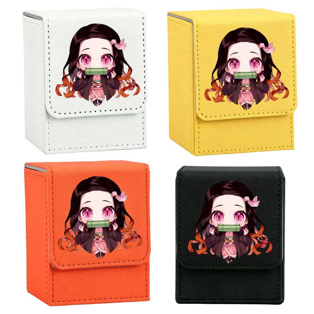 Anime Demon Slayer Card Case Kamado Tanjiro Nezuko Tsuyuri Agatsuma Zenitsu Self Made Leather Game Collection Card Storage Box