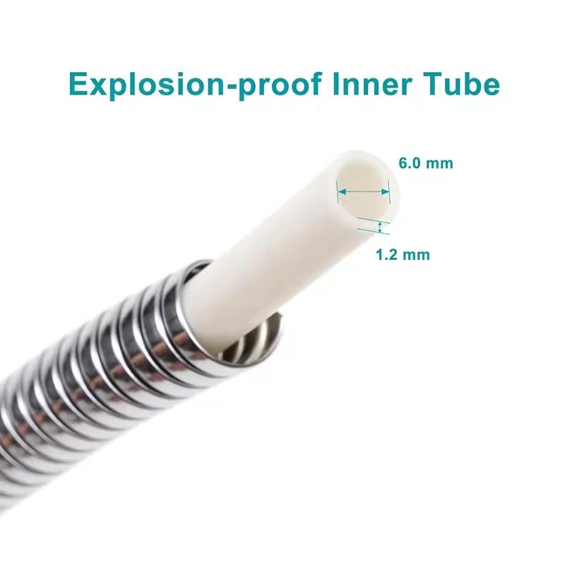 2m Flexible Chrome Stainless Steel Bathroom Hose with G1/2 Universal Brass Connector for Handheld Shower Head