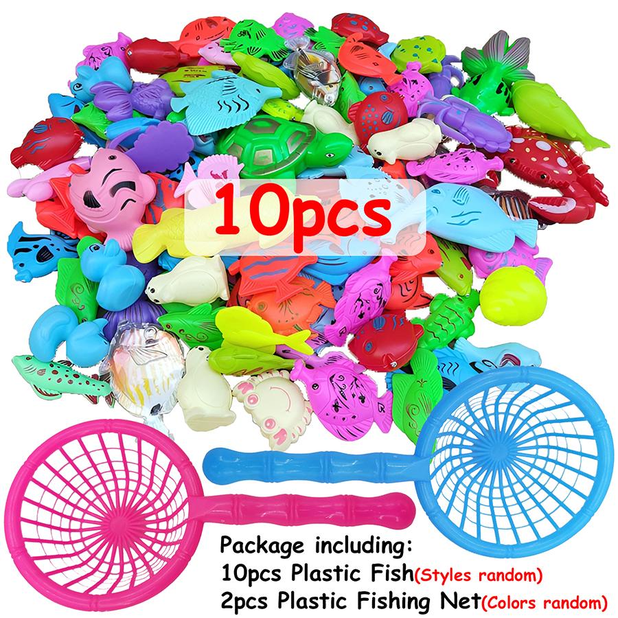 

10pcs Mini Simulation Plastic fish & 2pcs Color Fishing Net Fish Tank Decoration Creative Party Fishing Game Birthday Party Gift