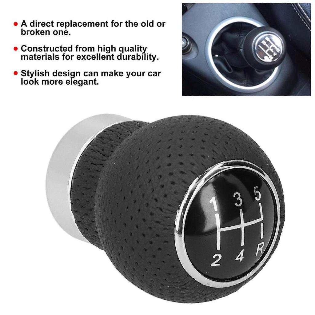 5 Speed Gear Shift Knob Genuine Leather Shifter Stick with Adapter Screw Hex Wrench Universal