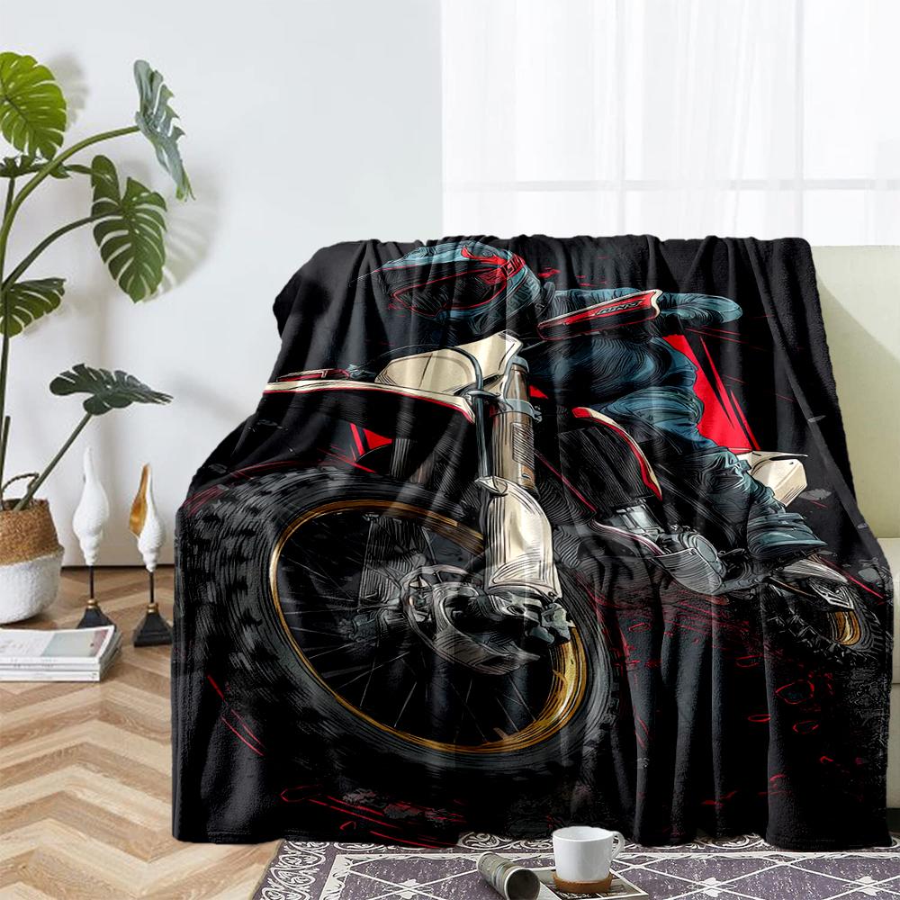 Off-road Motorcycles Theme Printed Blanket - Perfect for Couch, Bed, Travel & Outdoor Use | Machine Washable, Cozy & Durable.