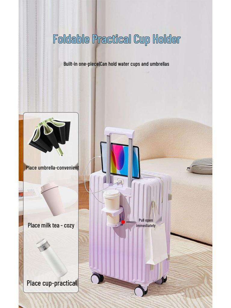 Women's 20" Carry-On Suitcase, Gradient Color, Japanese & Korean Style, 26" Trolley with Combination Lock for Travel