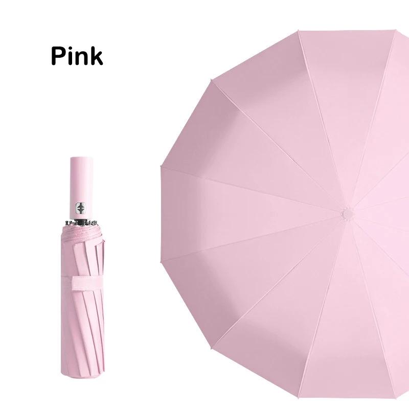 12 Ribs Windproof Automatic Umbrella Premium Business Large Size UV Sunshade Rainproof Dual Use For Wholesale
