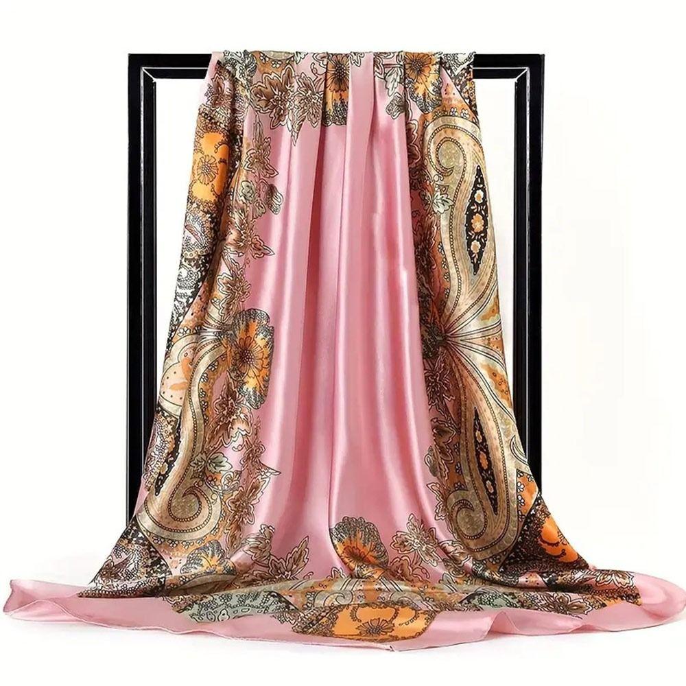 90x90cm Satin Headscarf Print Hair Towel New Square Scarf