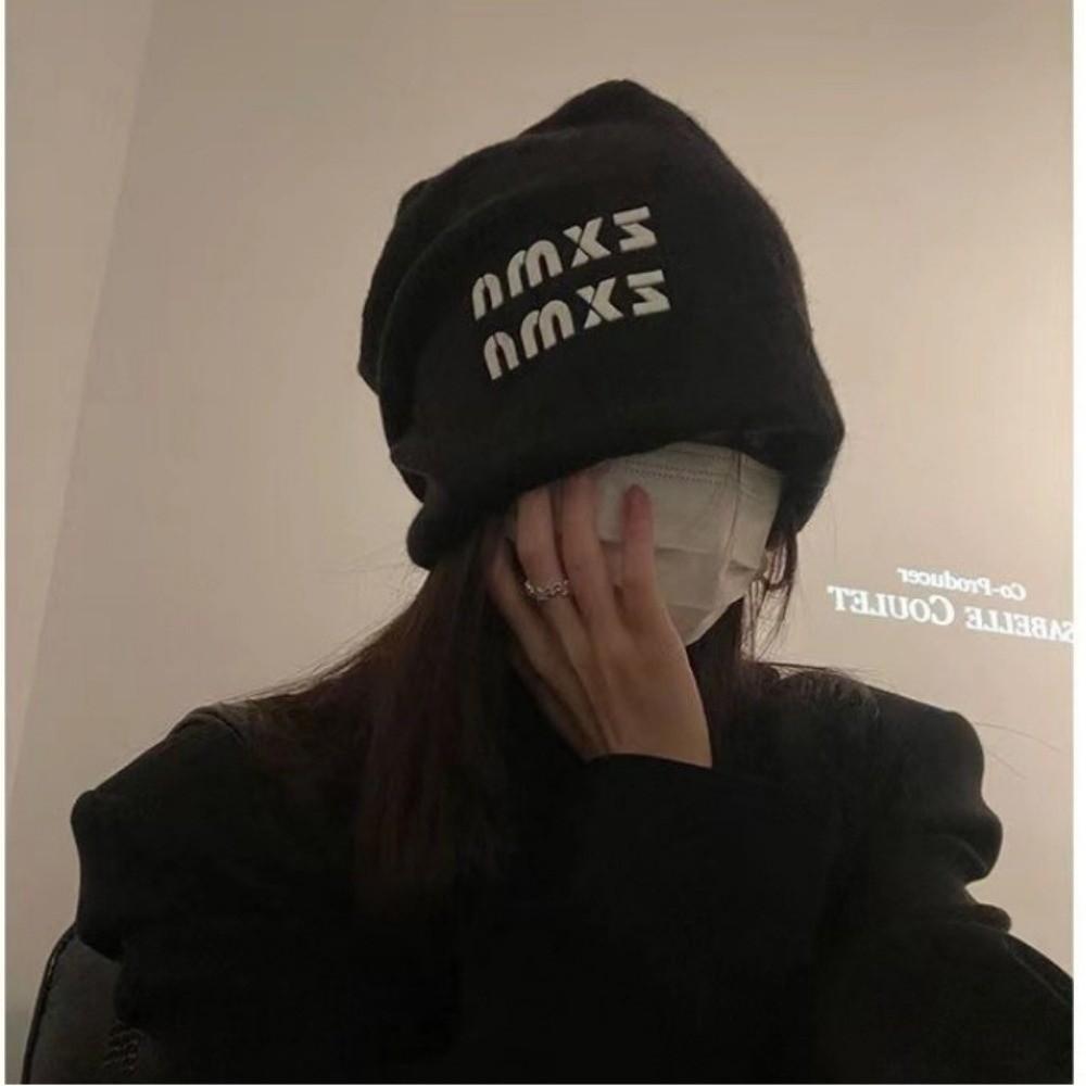 Big Size Beanie Hat Letter Crochet Hat Cute Warm Knit Cap  For Daily Wear