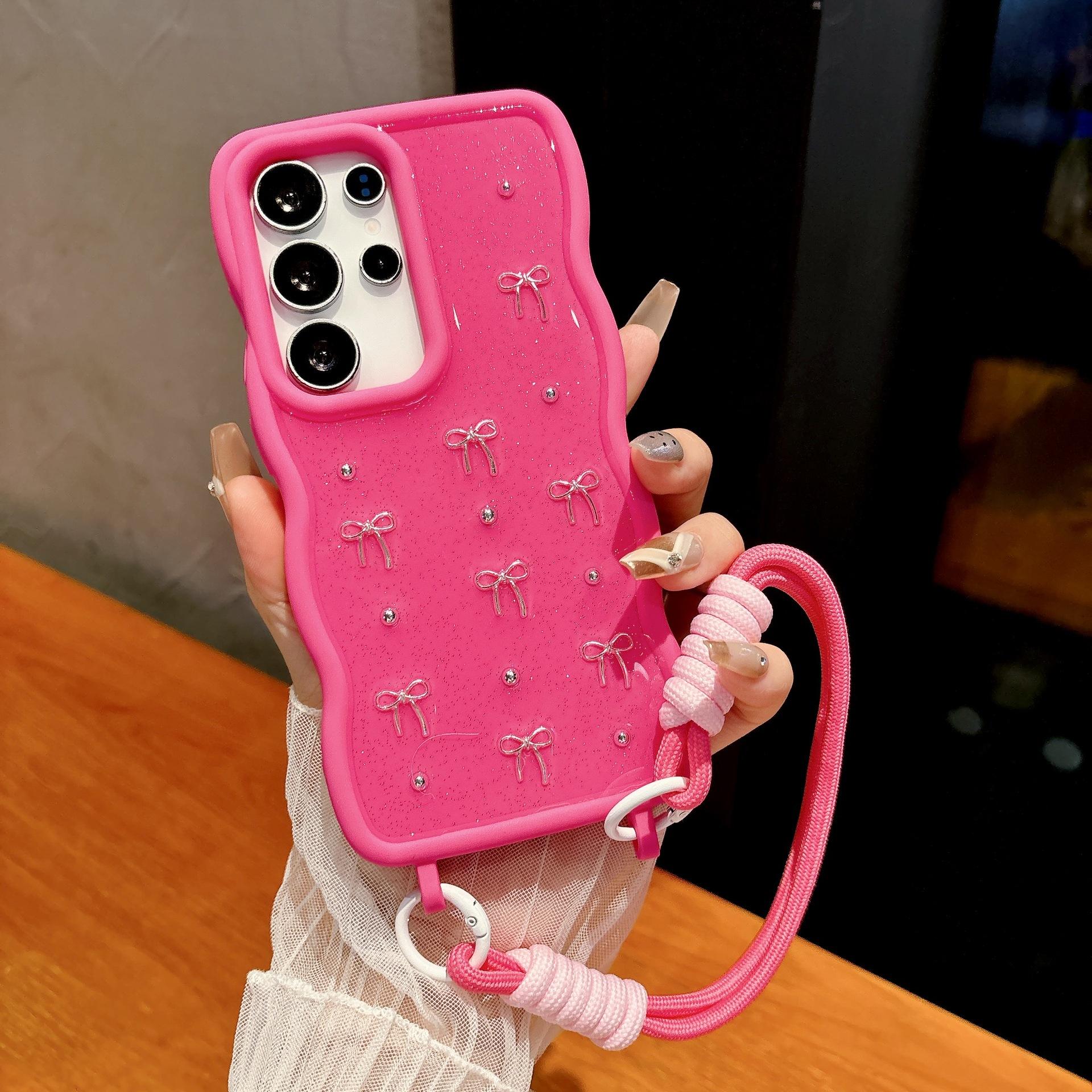 

Клей капля Бант Подходит для чехла для мобильного телефона Samsung S25ULTRA S24Plus Шнурок A55 Волнистая мягкая оболочка Galaxy A16