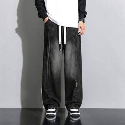 Τζιν Αμερικανικό Street Ρετρό Ελαστική Μέση Τζιν Ανδρικό Φαρδιά Ίσια Παντελόνια