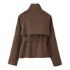 Women's Cropped Trench Coat Double Breasted Short Jacket High Collar Fall Winter Coats Trendy Outfit With Belt
