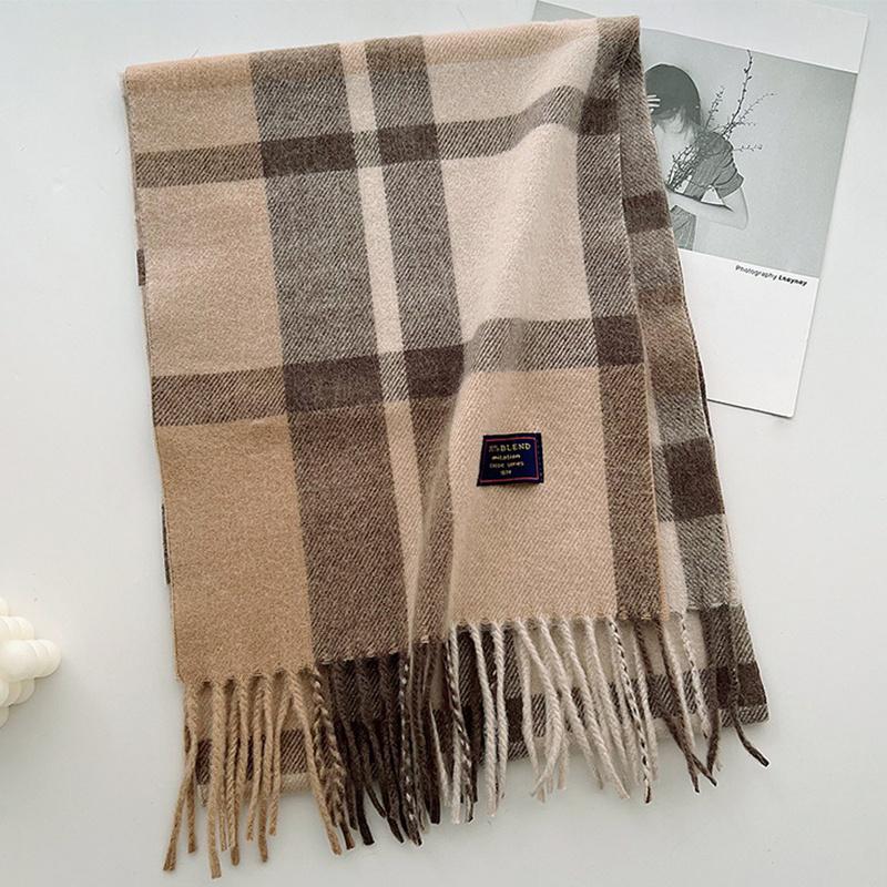 2024 Red Classic Plaid Women Scarf Imitation Cashmere Shawl Winter Thick Warm Neckerchief Foulard Echarpe Wrap Designer Lady