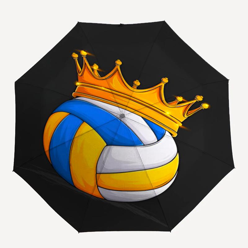 volleyball Theme Automatic Umbrella, Lightweight & Portable, 8 Rib, Perfect for Outdoor Travel, Birthdays, Christmas, Gifts.
