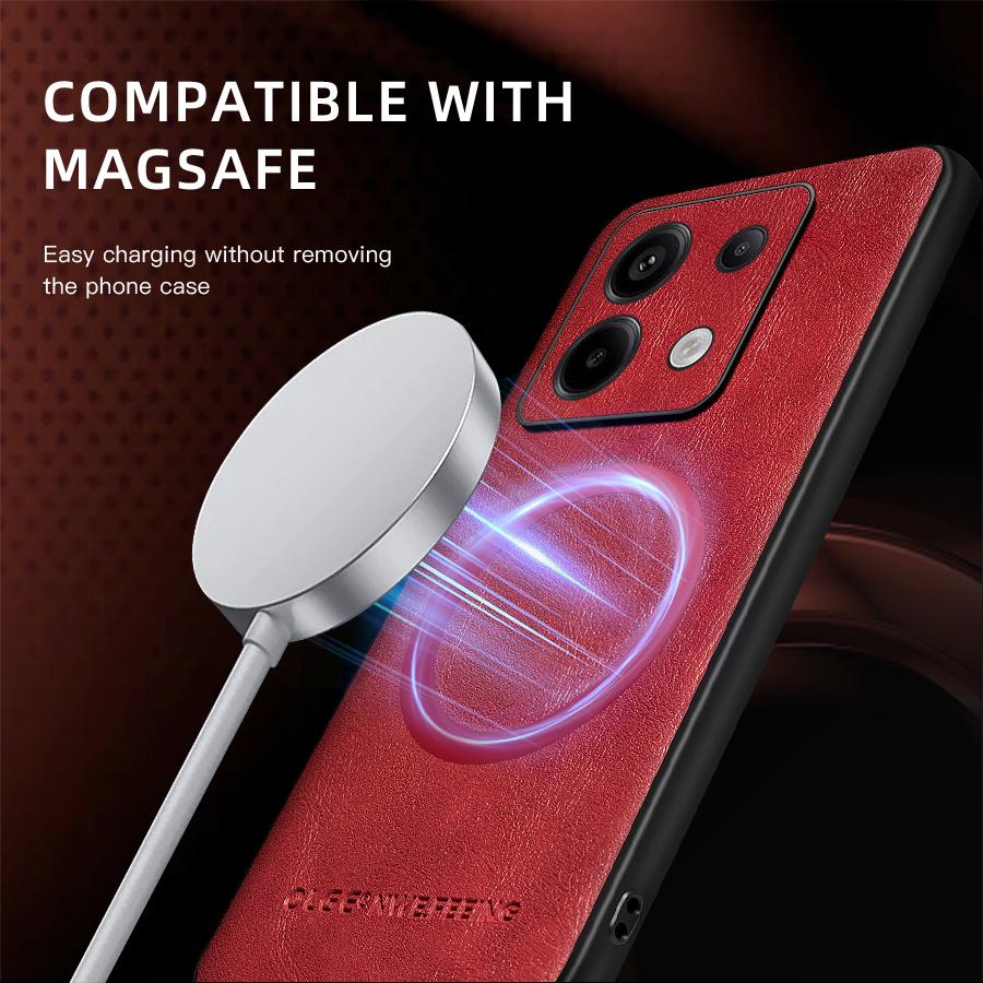 For POCO X6 X6 Pro PU Leather Magnetic Ring Soft Edge Anti-Drop Anti-Fingerprint Phone Case