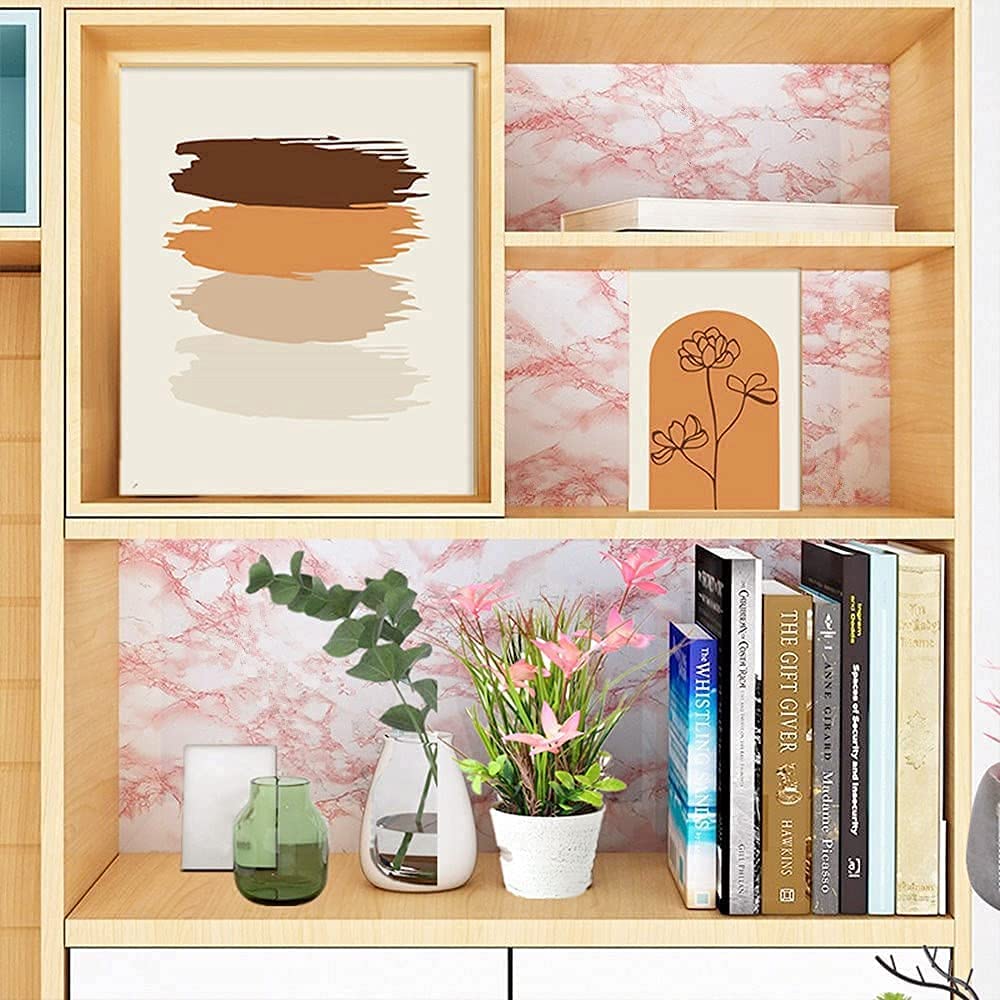 Pink Marble Wallpaper Removable Self Adhesive Paper Waterproof Sticker Decoration for Kitchen Island Countertops Cabinet Vanity Room