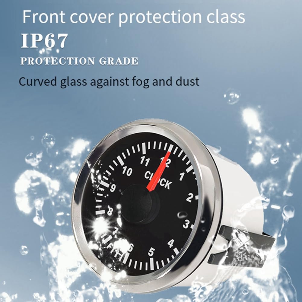 Lzcxszzm 0-12 Hour Meter 2" 52mm Watch Gauge with Red Backlit Instrument Show Clock