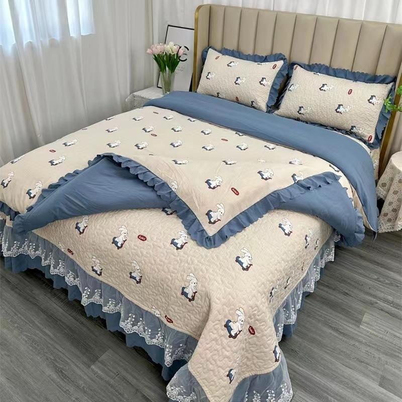 Class A Maternal Infant Grade Bed Cover 4-Pcs Set Of Thickened Padded Sheets 3-Pcs Set Of Small Bamboo Cotton Jacquard Quilt Cover Autumn  Winter