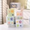 Porte-stylo en céramique Tulipe | Porte-rangement 3D en relief en forme de livre | Organisateur de pinceaux de maquillage et pièce décorative