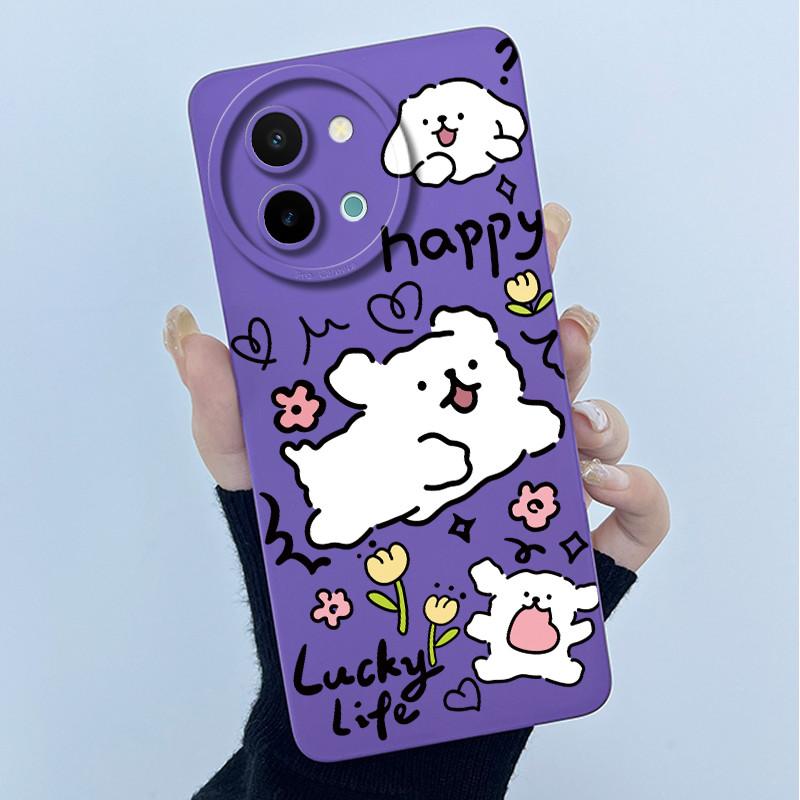 Case For Vivo Y38 Y58 T3X Y200i Y200T 5G Lovely Cat Funda Soft Liquid Silicone Camera Protection Back Cover Shockproof Bumper