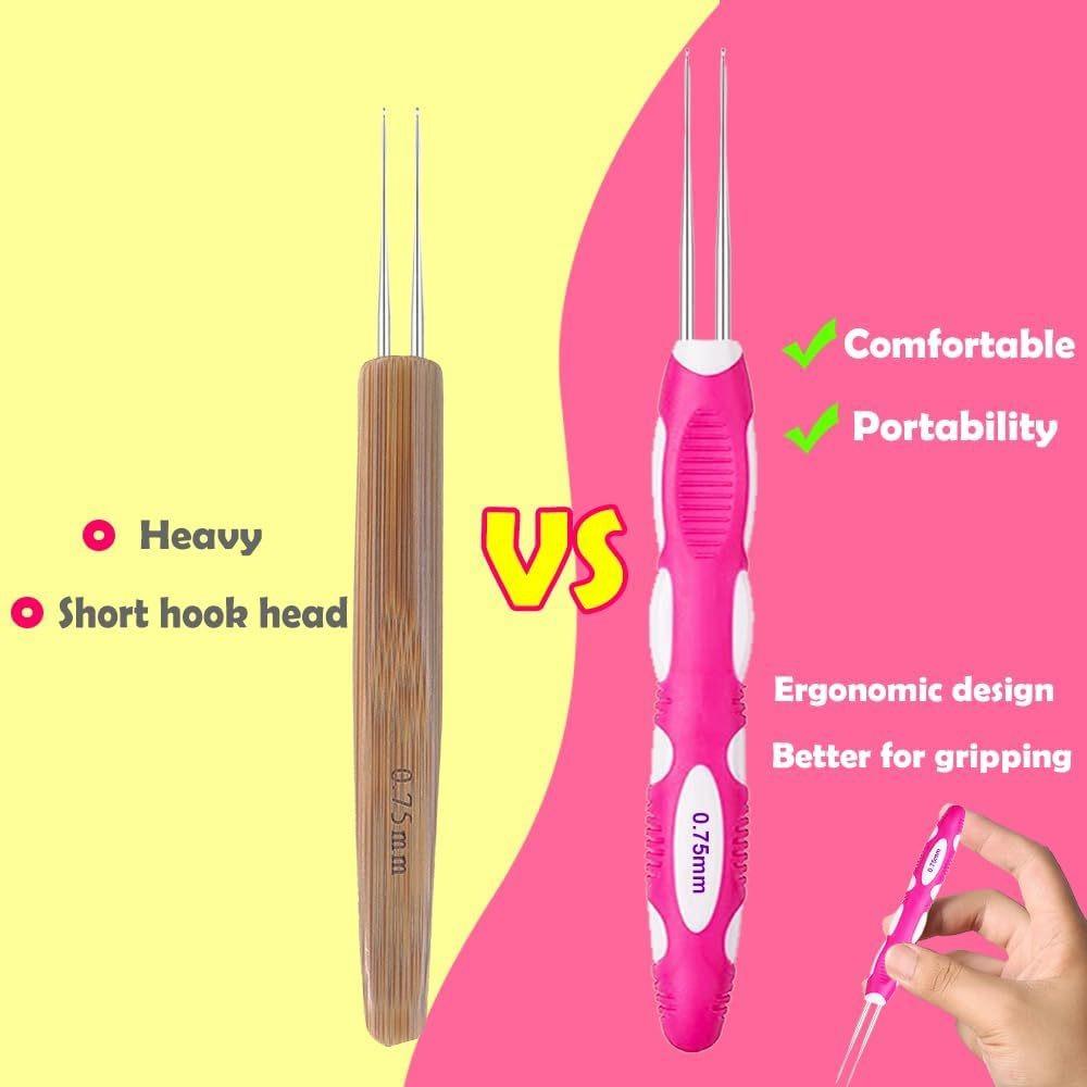 6Pcs/Set Durable Hook Needle Hair Extension Wig Making Kit Micro Hook  for Hair Braid Making