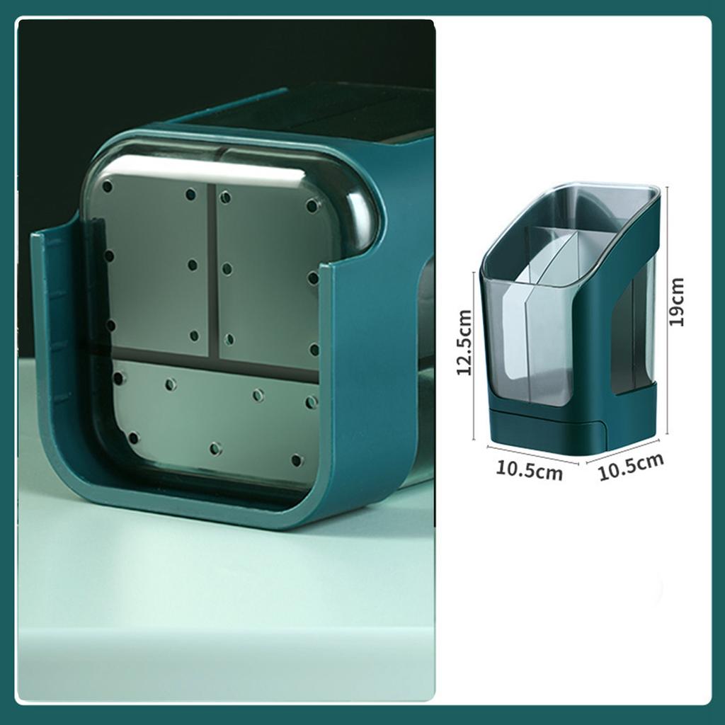 Kitchen Utensil Holder Draining Organizer Multifunction 3 Compartment Large Capacity Chopstick Drain