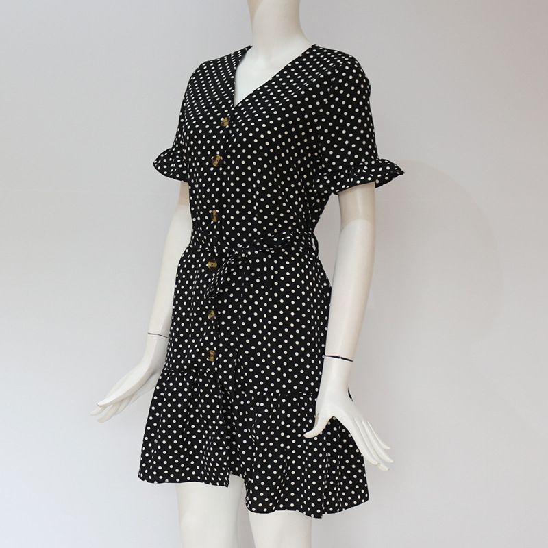 Timeless Ladies Womens Polka Dot V-neck Short Sleeve Summer Shirt Dress In Premium Quality