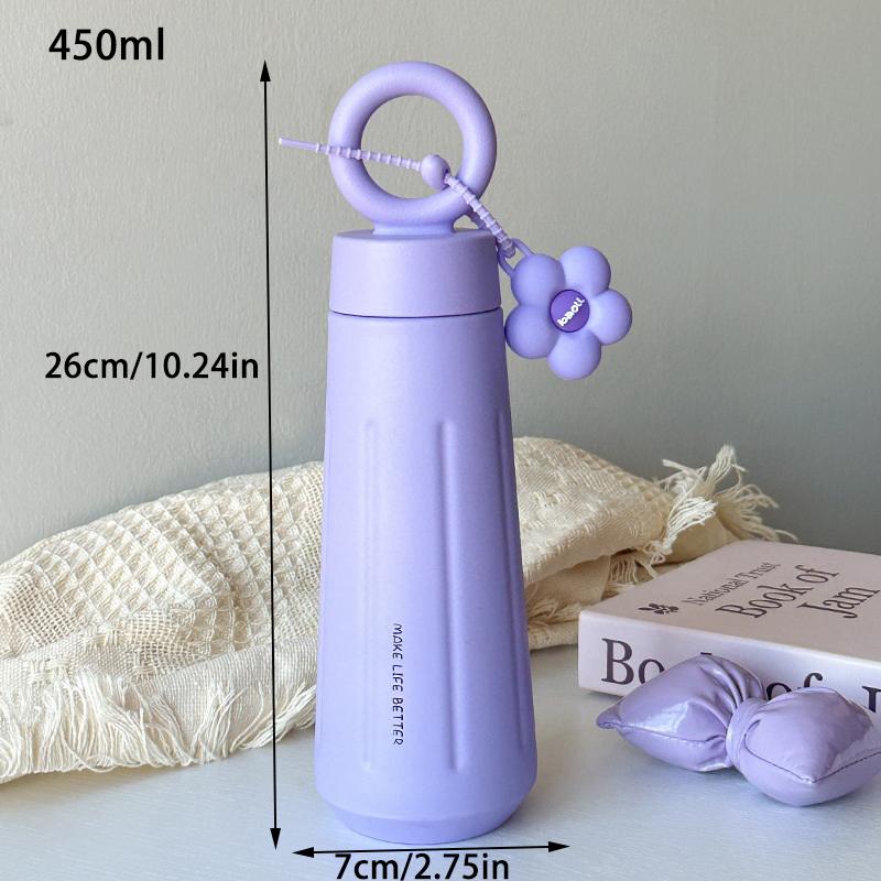 450ml Butelka Termosowa Unisex z Zawieszką Słonecznika Stal Nierdzewna 316 Izolowana Próżniowo Sportowa Butelka na Wodę do Samochodu