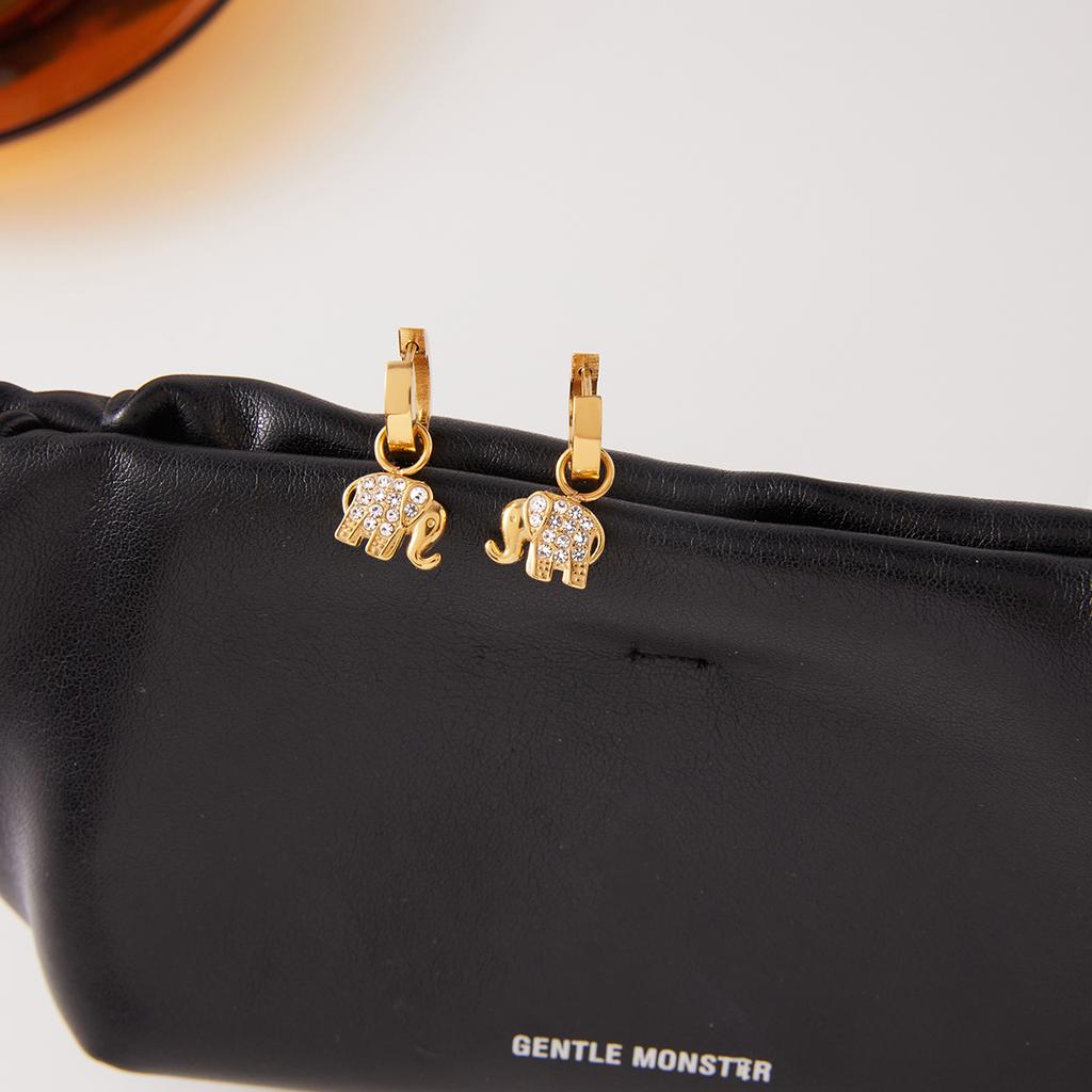 Yori Stainless Steel Elephant Animal Pendant Trendy Earrings for Women Trendy Metal Texture 18 K Earrings Golden Accessories