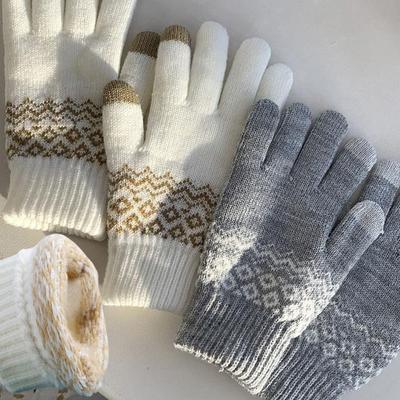 Für Frauen Männer Wolle Gestrickte Winterhandschuh Touchscreen Warme Stretch Fäustlinge Nachahmung Wolle Vollfinger Guantes Häkeln Verdicken