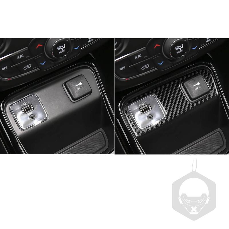 For Jeep Compass 2018- Real Carbon Fiber Sticker Central USB Charging Port Panel Car Accessories Interior Decorative