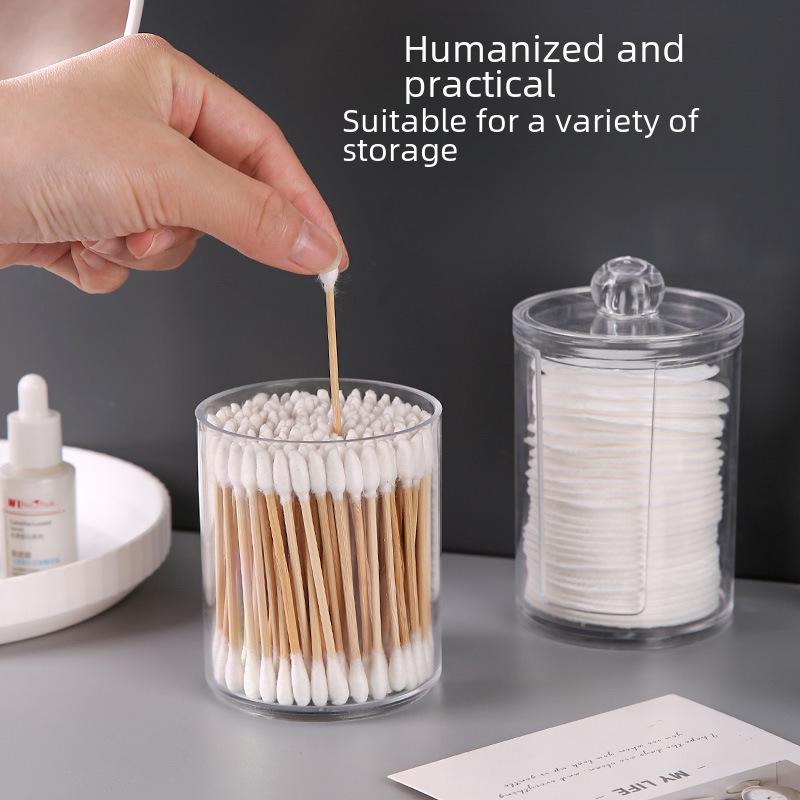 Dual-Layer Transparent Cotton Swab and Makeup Remover Storage Box