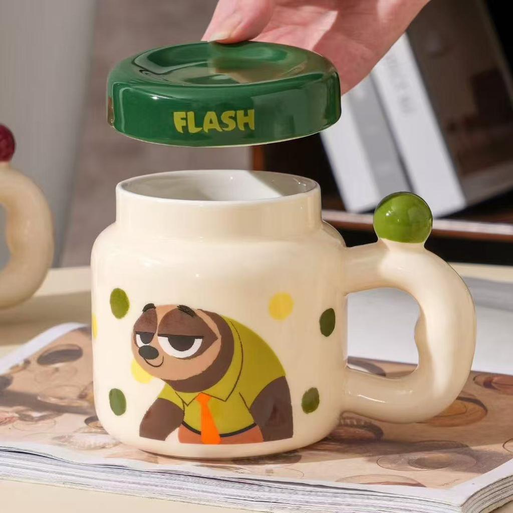 Crazy Zootopia Mug Girls High-Value Water Cup Office With Lid Cartoon Birthday Gift Ceramic Cup