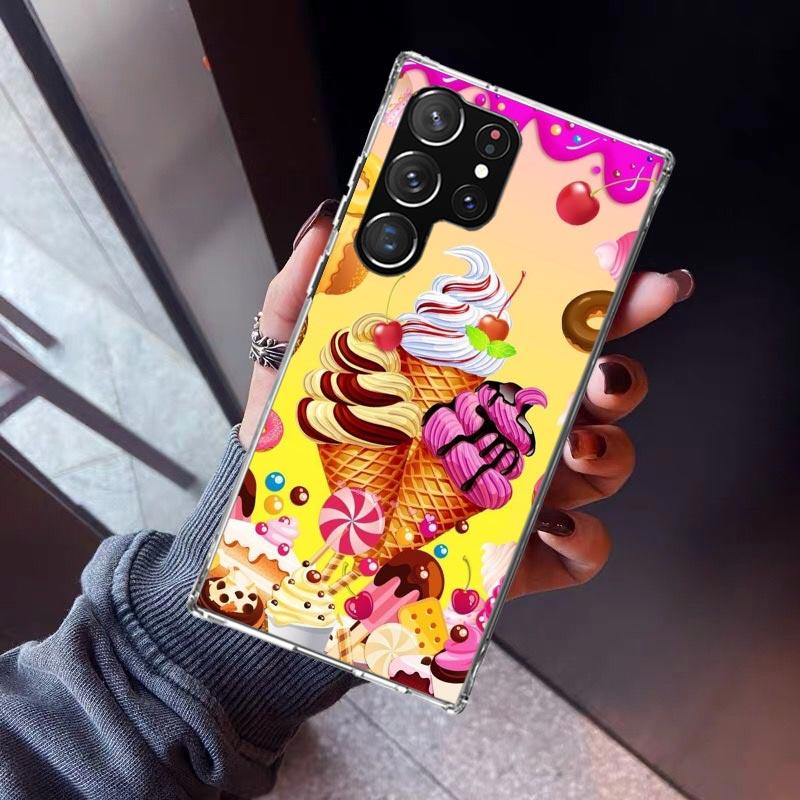 Macaron Ice Cream Cake Doughnut Phone Case For Samsung Galaxy S26 S25 Edge S24 S23 Ultra S22 Plus S21 S20 FE Soft TPU Back Cover
