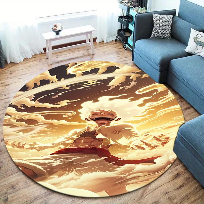 One Piece Gear Round Area Rug Carpet Rug For Living Room Bedroom Sofa Playroom Decor Nonslip Floor Mat
