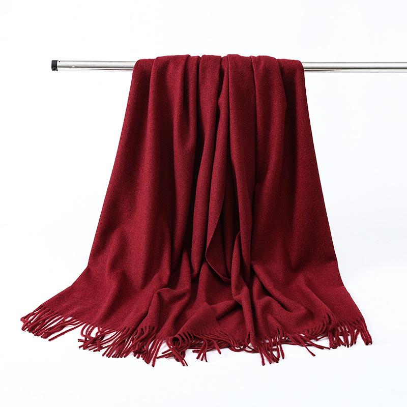Wool Scarf Women's Winter Korean Style Thickened Warm Solid Color Scarf Shawl High End Versatile Cashmere Scarf