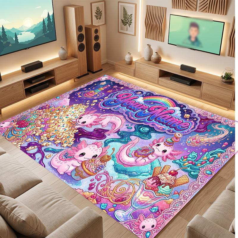 Fantasy Magic Theme Soft Crystal Velvet Rug Custom Name & Text Print Non Slip Floor Rug for Bedroom Living Room
