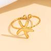 Ocean Series Starfish Open Ring - Casual Resort Style Stainless Steel Accessory