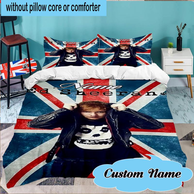 Custom Name Ed Sheeran music Bedding Set 3pcs, Bedding Set Including 1pc Duvet Cover And 2pcs Pillowcases for Bedroom, Dormitory Gift