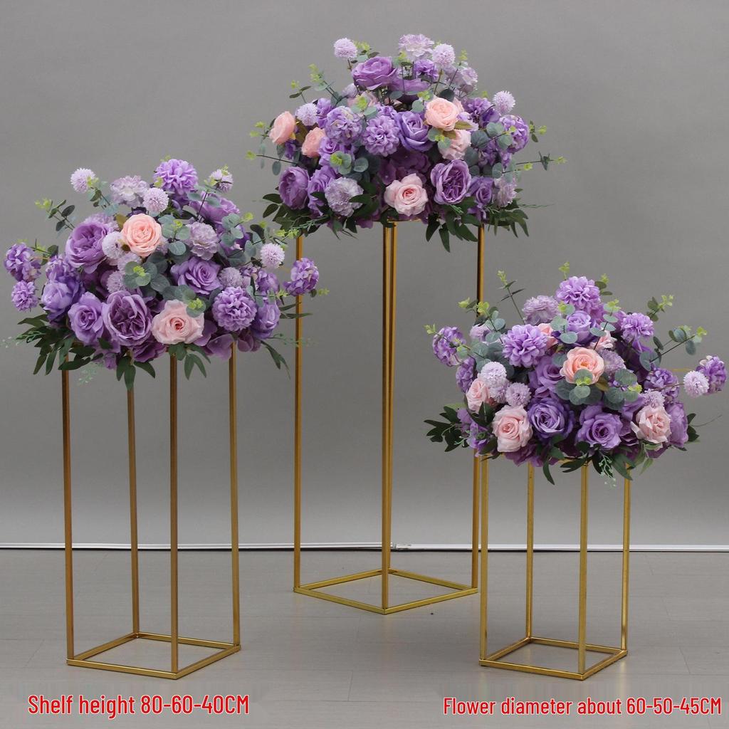 Simulated Silk Floral Arrangement: Round Flower Ball for Aisle, Table, or Wedding Stage Decoration.