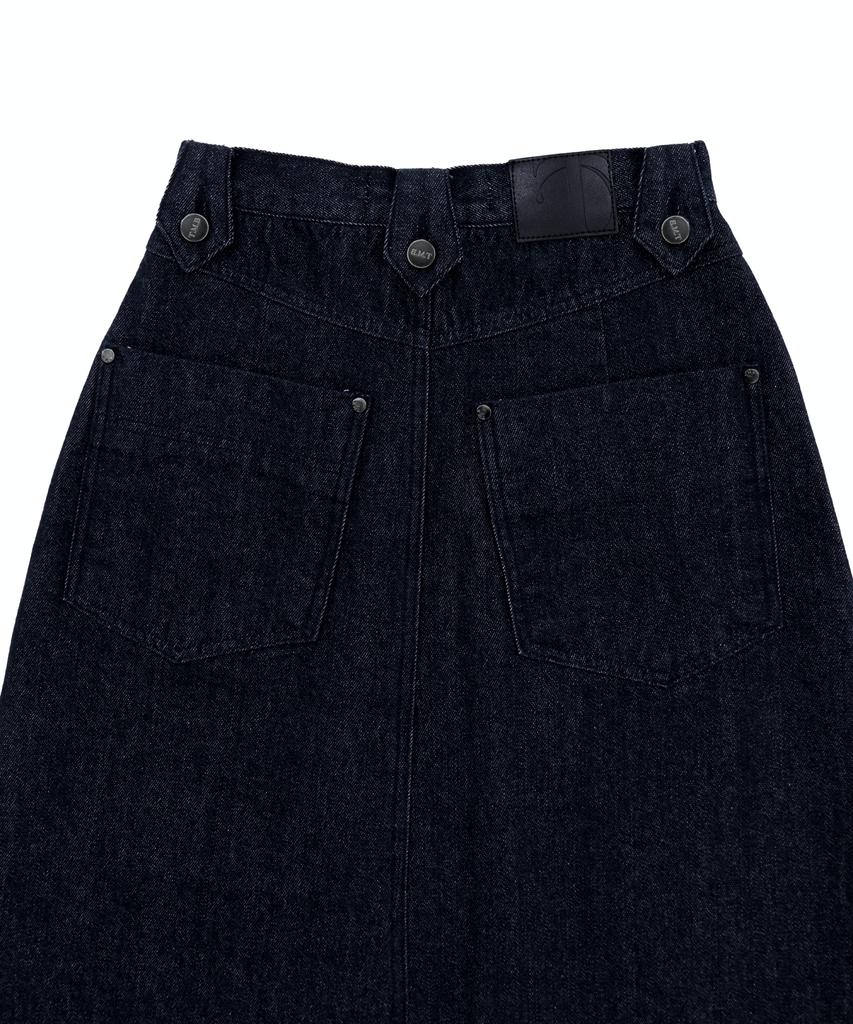Teulimingbeodeu Front Yoke Denim Long Skirt [Raw Denim]