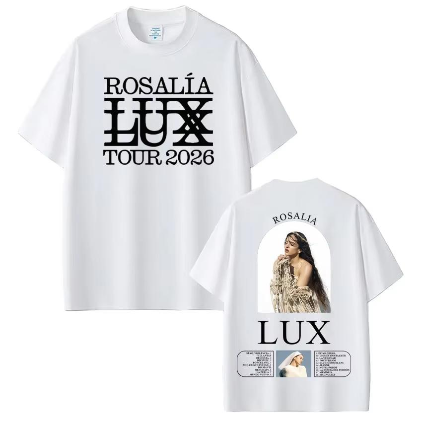 Rosalía Rosalia LUX Tour 2026 Potisknuté tričko Pánské Dámské Bavlna Estetika Volná trička Krátký rukáv Módní Harajuku trička