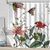 Shower Curtain Waterproof And Mildew-Proof 3D Digital Printing Plant Printing Shower Bath Bathroom Partition Curtain Free Punching