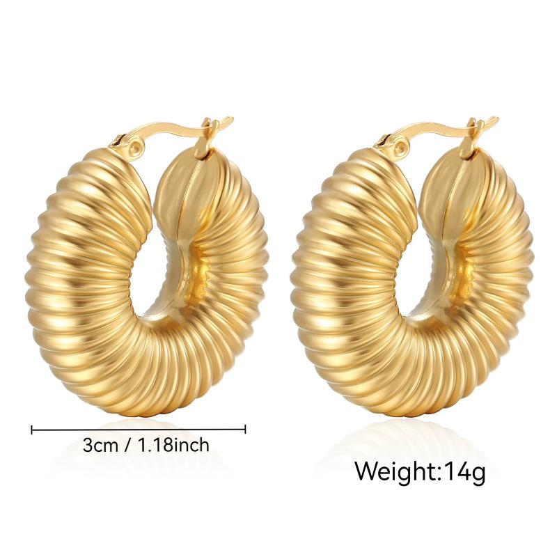 Stainless Steel Chunky Hoop Earrings for Women Teen 18K Gold Plated Hypoallergenic Thick Huggie Hoop Jewelry for Christmas Gifts