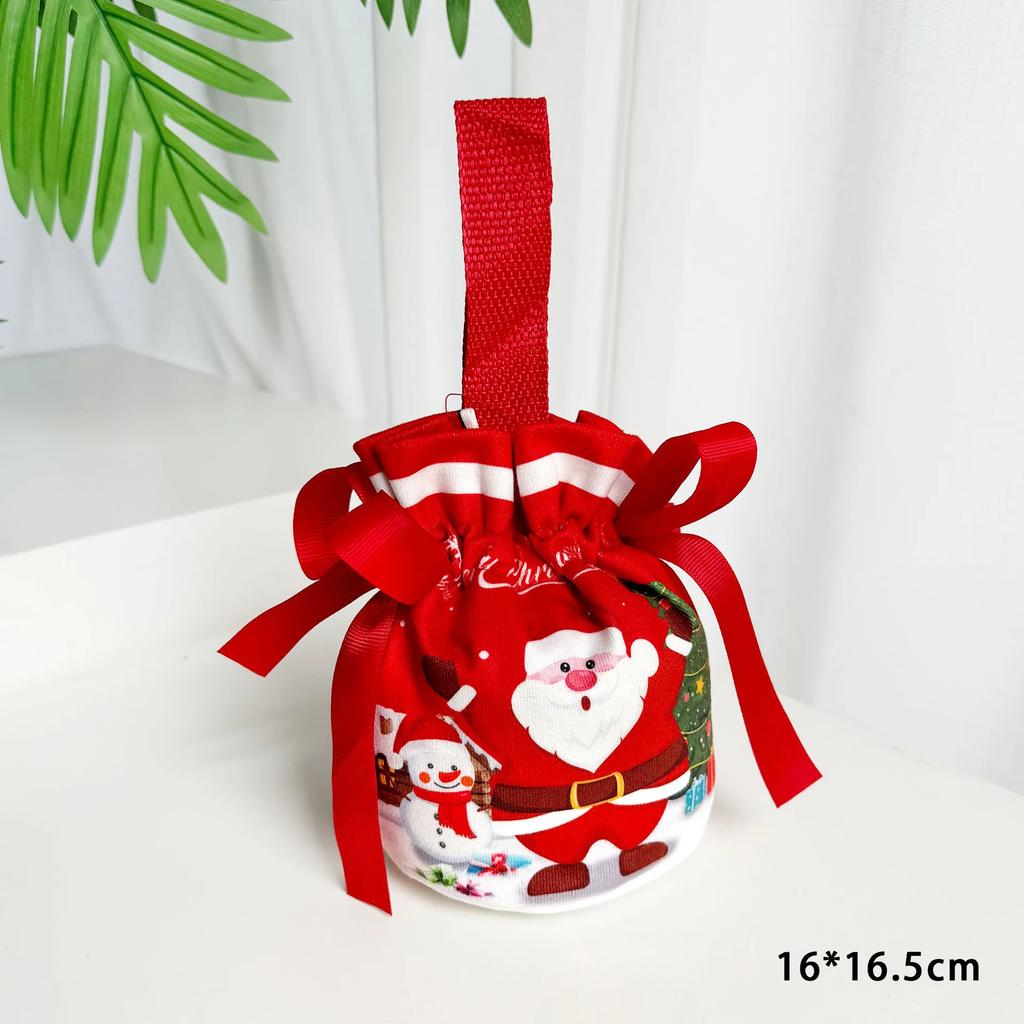 Christmas Small Canvas Bag Bouquet Pocket Tight Mouth Gift Packaging Bag Snowman Old Man Christmas Eve 2026 Companion Gift Liji